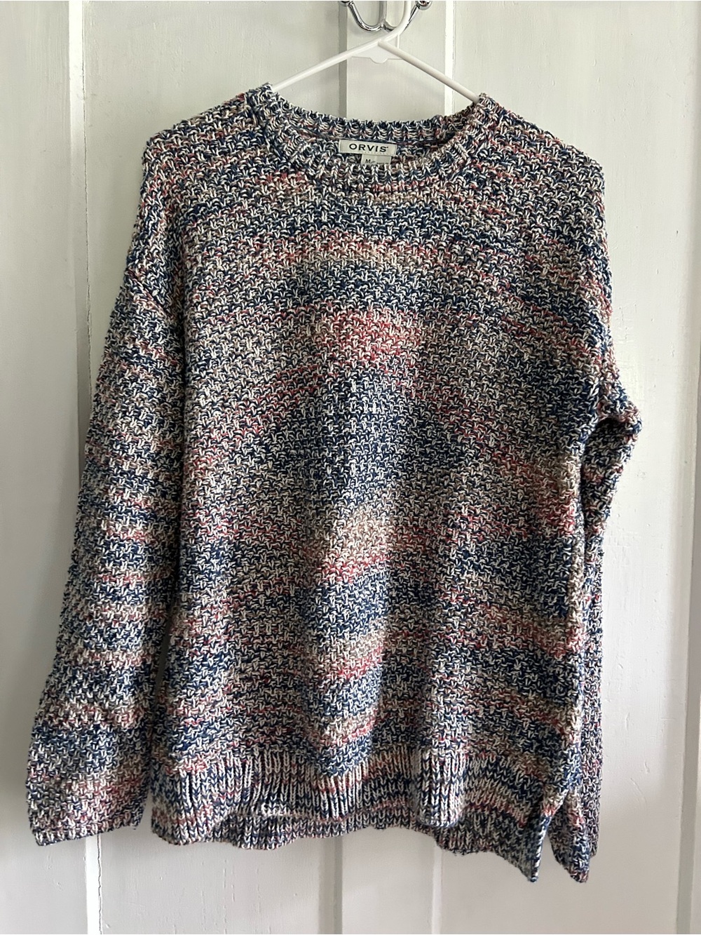 Orvis Men's Marled Crewneck Sweater in Blue and Pink